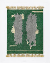 Green Living Room Rug 3 X 5 Ft | 90 X 150 Cm / With Tassels / Short (0.4” / 1 cm)