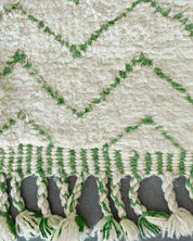 Green Minimalist Rug 3 X 5 Ft | 90 X 150 Cm / With Tassels / Short (0.4” / 1 cm)