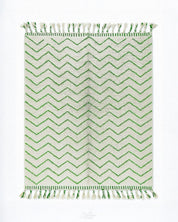 Green Minimalist Rug 3 X 5 Ft | 90 X 150 Cm / With Tassels / Short (0.4” / 1 cm)
