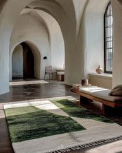 Green Moroccan Carpet 3 X 5 Ft | 90 X 150 Cm / With Tassels / Short (0.4” / 1 cm)