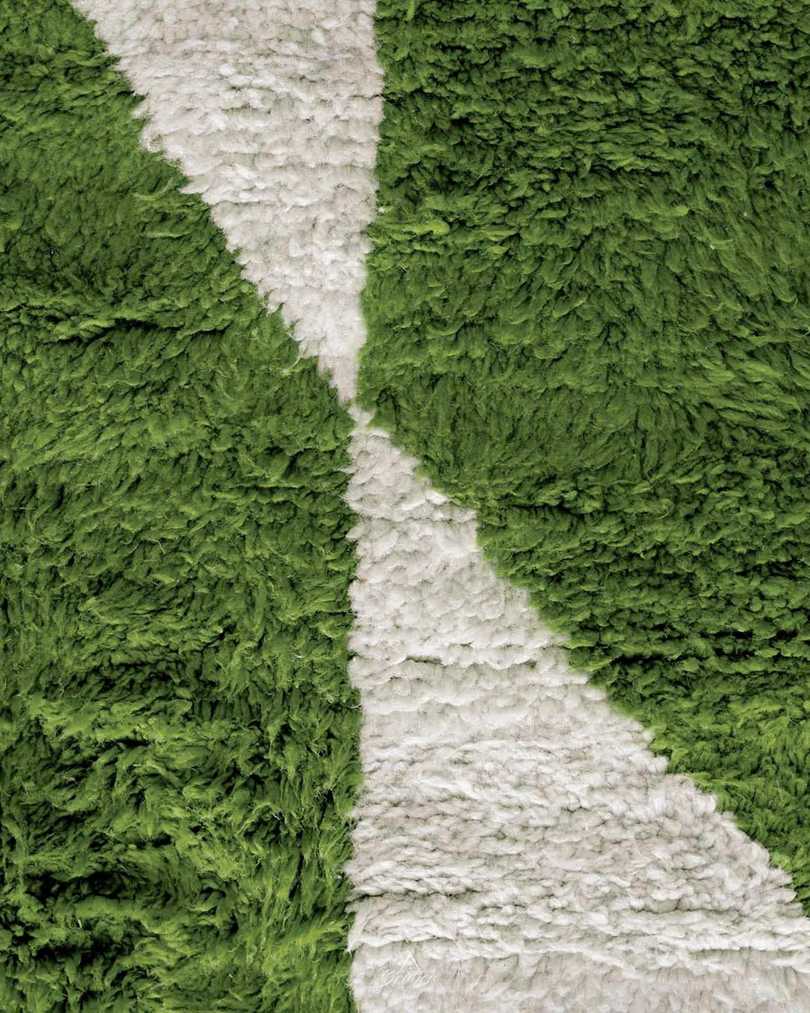 Green Moroccan Carpet 3 X 5 Ft | 90 X 150 Cm / With Tassels / Short (0.4” / 1 cm)