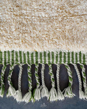 Green Moroccan Carpet 3 X 5 Ft | 90 X 150 Cm / With Tassels / Short (0.4” / 1 cm)