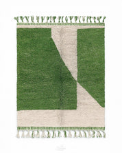 Green Moroccan Carpet 3 X 5 Ft | 90 X 150 Cm / With Tassels / Short (0.4” / 1 cm)