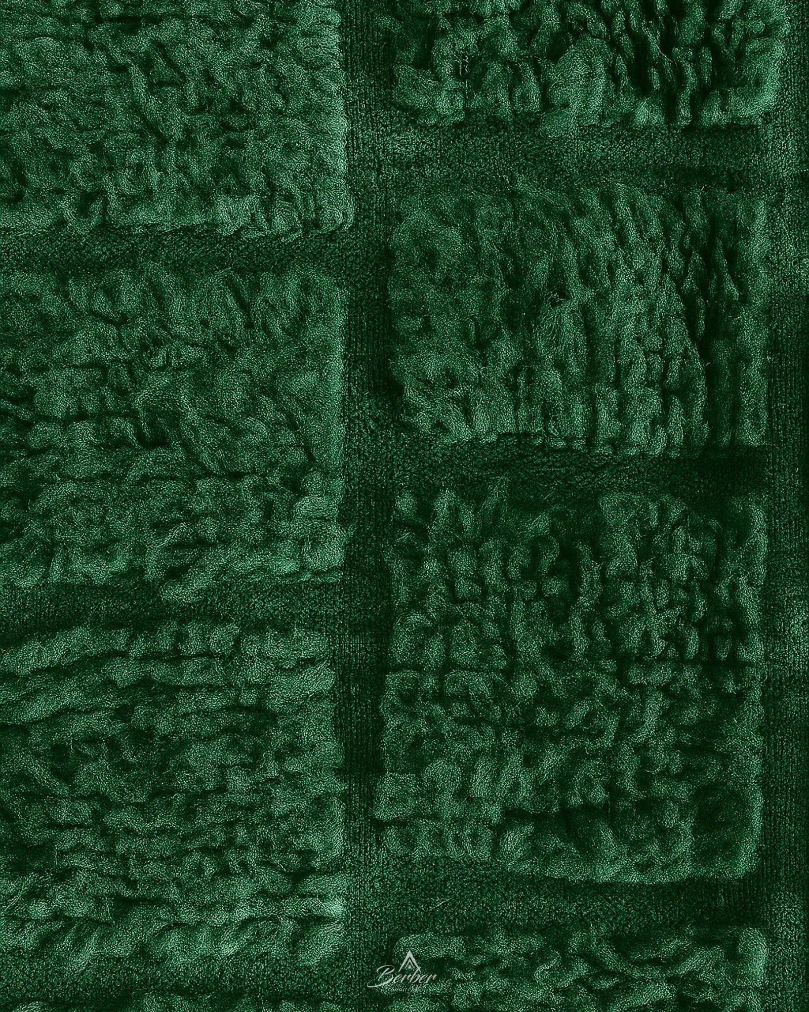 Green Morrocan Rug 3 X 5 Ft | 90 X 150 Cm / With Tassels / Short (0.4” / 1 cm)