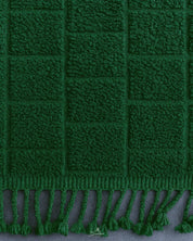 Green Morrocan Rug 3 X 5 Ft | 90 X 150 Cm / With Tassels / Short (0.4” / 1 cm)