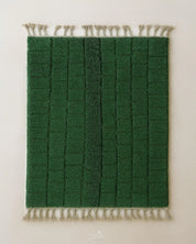 Green Morrocan Rug 3 X 5 Ft | 90 X 150 Cm / With Tassels / Short (0.4” / 1 cm)