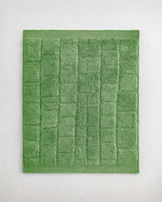 Green Morrocan Wool Rug 3 X 5 Ft | 90 X 150 Cm / With Tassels / Short (0.4” / 1 cm)