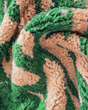 Green Pink Wool Rug 3 X 5 Ft | 90 X 150 Cm / With Tassels / Short (0.4” / 1 cm)