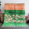 Green Pink Wool Rug - Berber Handicraft