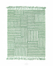 Green Striped Moroccan Rug 3 X 5 Ft | 90 X 150 Cm / With Tassels / Short (0.4” / 1 cm)