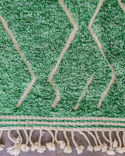 Green Treillis Berber Rug 3 X 5 Ft | 90 X 150 Cm / With Tassels / Short (0.4” / 1 cm)