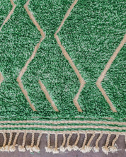 Green Treillis Berber Rug 3 X 5 Ft | 90 X 150 Cm / With Tassels / Short (0.4” / 1 cm)