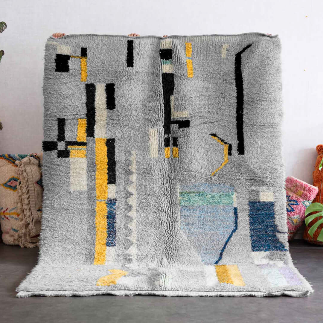 Grey Abstract Rug - Berber Handicraft