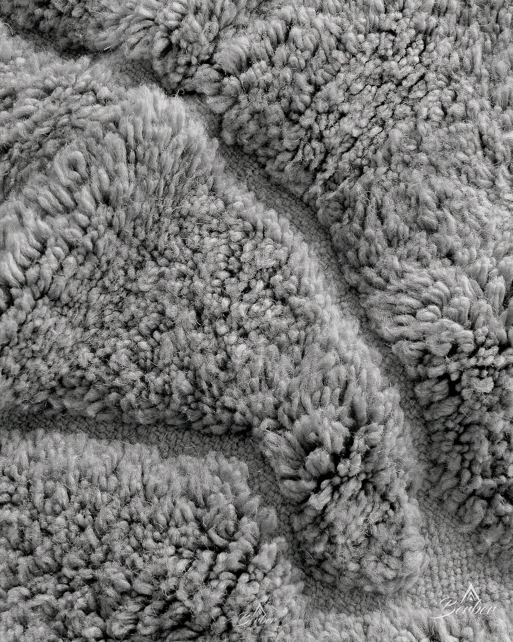 Grey Beni Ourain Area Rug 3 X 5 Ft | 90 X 150 Cm / With Tassels / Short (0.4” / 1 cm)