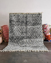 Grey Beni Rug 3 X 5 Ft | 90 X 150 Cm / With Tassels / Short (0.4” / 1 cm)