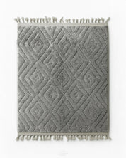 Grey Beni Rug 3 X 5 Ft | 90 X 150 Cm / With Tassels / Short (0.4” / 1 cm)