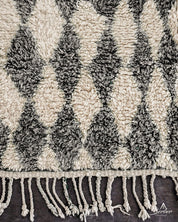 Grey Checkered Moroccan Rug 3 X 5 Ft | 90 X 150 Cm / With Tassels / Short (0.4” / 1 cm)