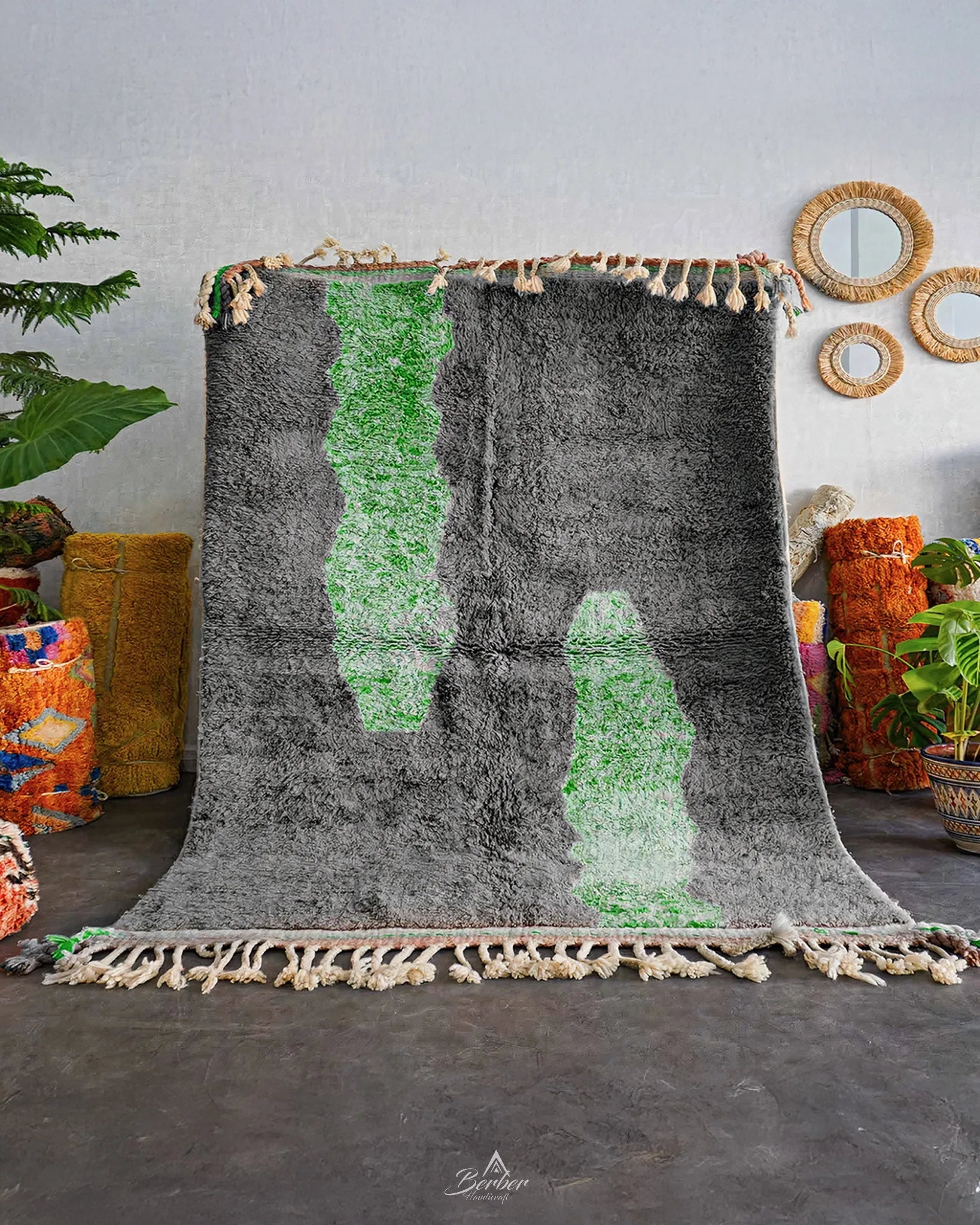 Grey Green Rug-Berber Handicraft