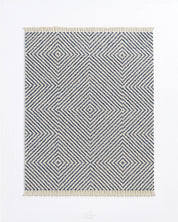 Grey Handwoven Rug 3 X 5 Ft | 90 X 150 Cm / With Tassels / Short (0.4” / 1 cm)