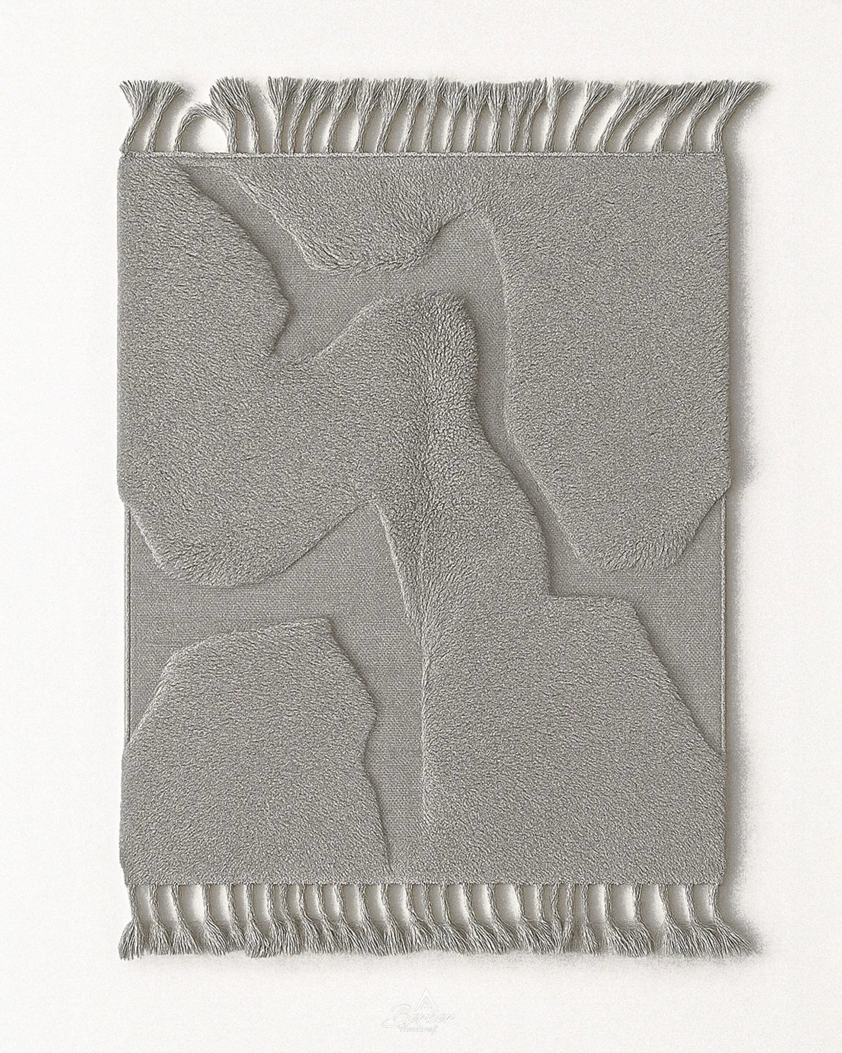 Grey Irregular Rug 3 X 5 Ft | 90 X 150 Cm / With Tassels / Short (0.4” / 1 cm)
