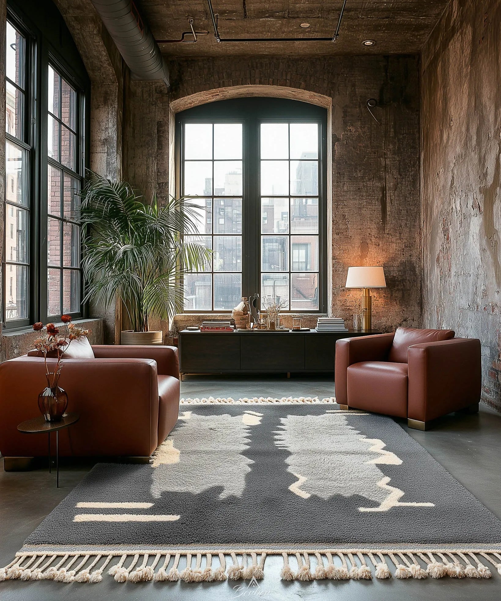 Grey Living Room Rug-Berber Handicraft