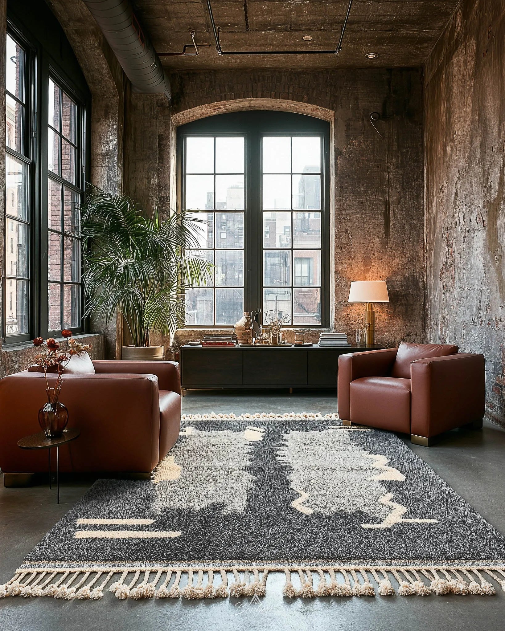 Grey Living Room Rug-Berber Handicraft