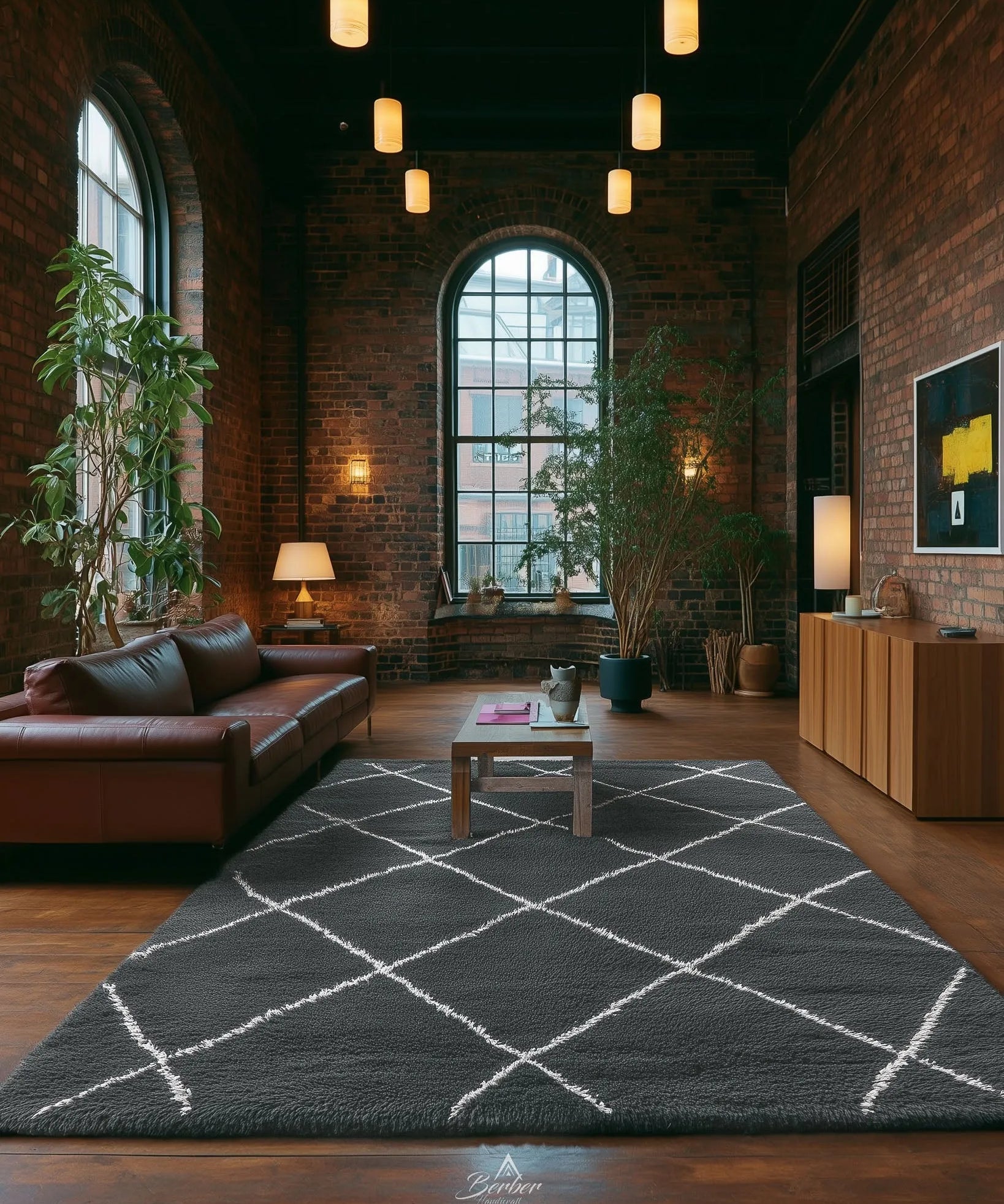 Grey Modern Wool Rug-Berber Handicraft
