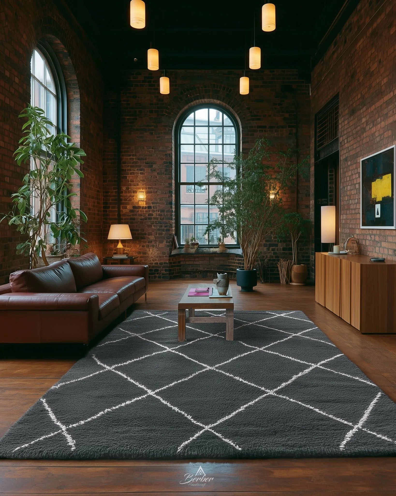Grey Modern Wool Rug-Berber Handicraft