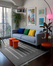 Grey Wool Rug 3 X 5 Ft | 90 X 150 Cm / With Tassels / Short (0.4” / 1 cm)