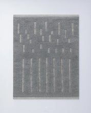 Grey Wool Rug 3 X 5 Ft | 90 X 150 Cm / With Tassels / Short (0.4” / 1 cm)