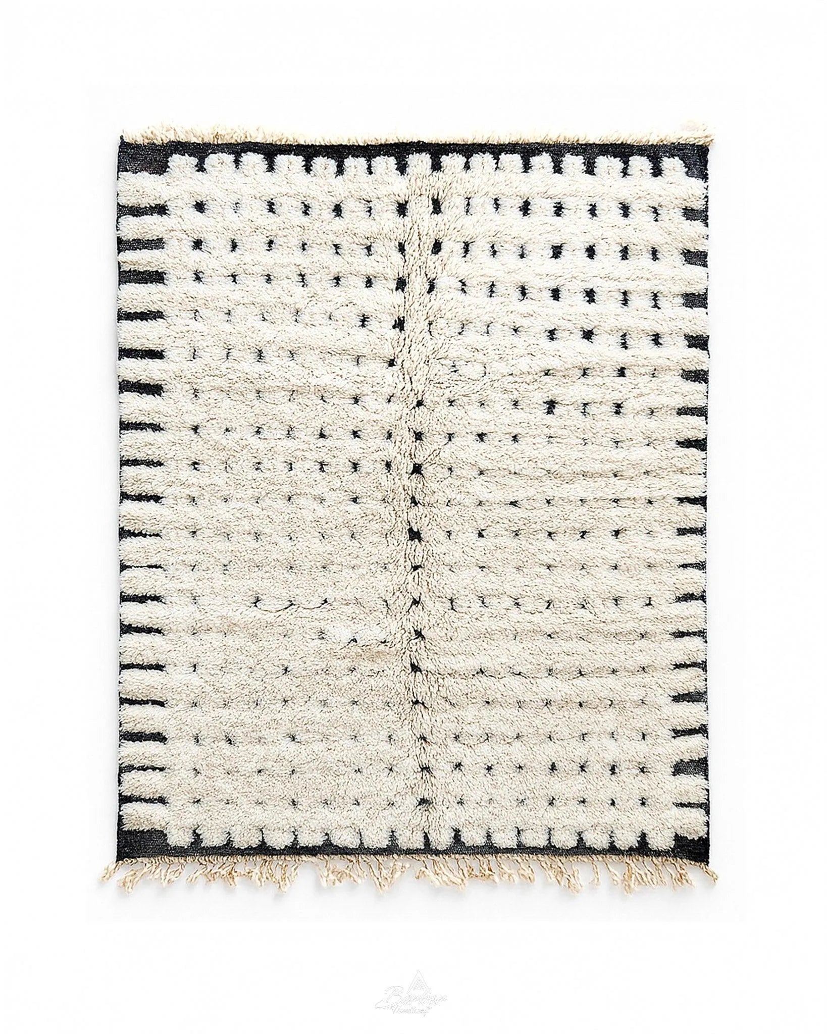Hand Knotted Wool Rug 3 X 5 Ft | 90 X 150 Cm / With Tassels / Short (0.4” / 1 cm)