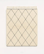 Handknotted Beni Ourain Rug 3 X 5 Ft | 90 X 150 Cm / With Tassels / Short (0.4” / 1 cm)