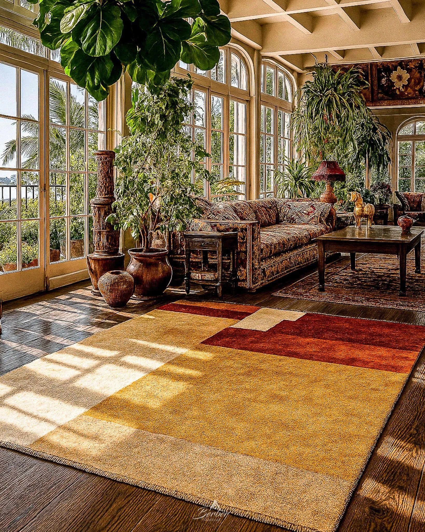 Handknotted Moroccan Rug 3 X 5 Ft | 90 X 150 Cm / With Tassels / Short (0.4” / 1 cm)