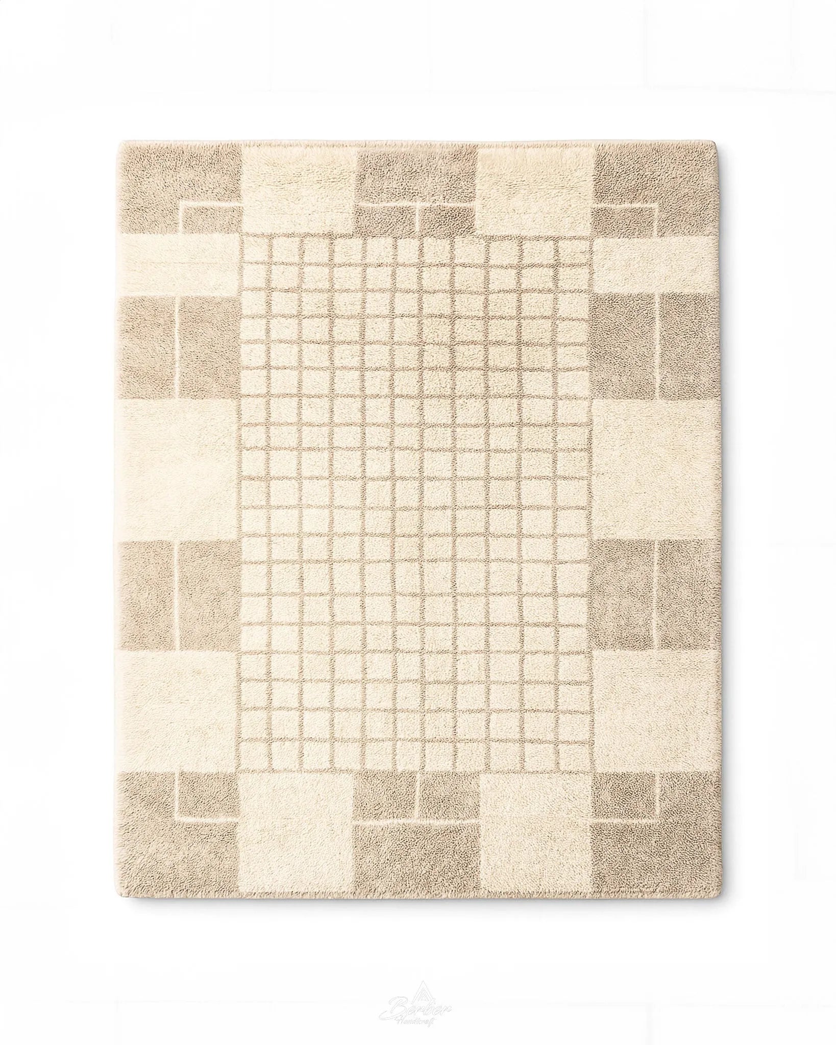 Handmade Beni Ourain Carpet 3 X 5 Ft | 90 X 150 Cm / With Tassels / Short (0.4” / 1 cm)