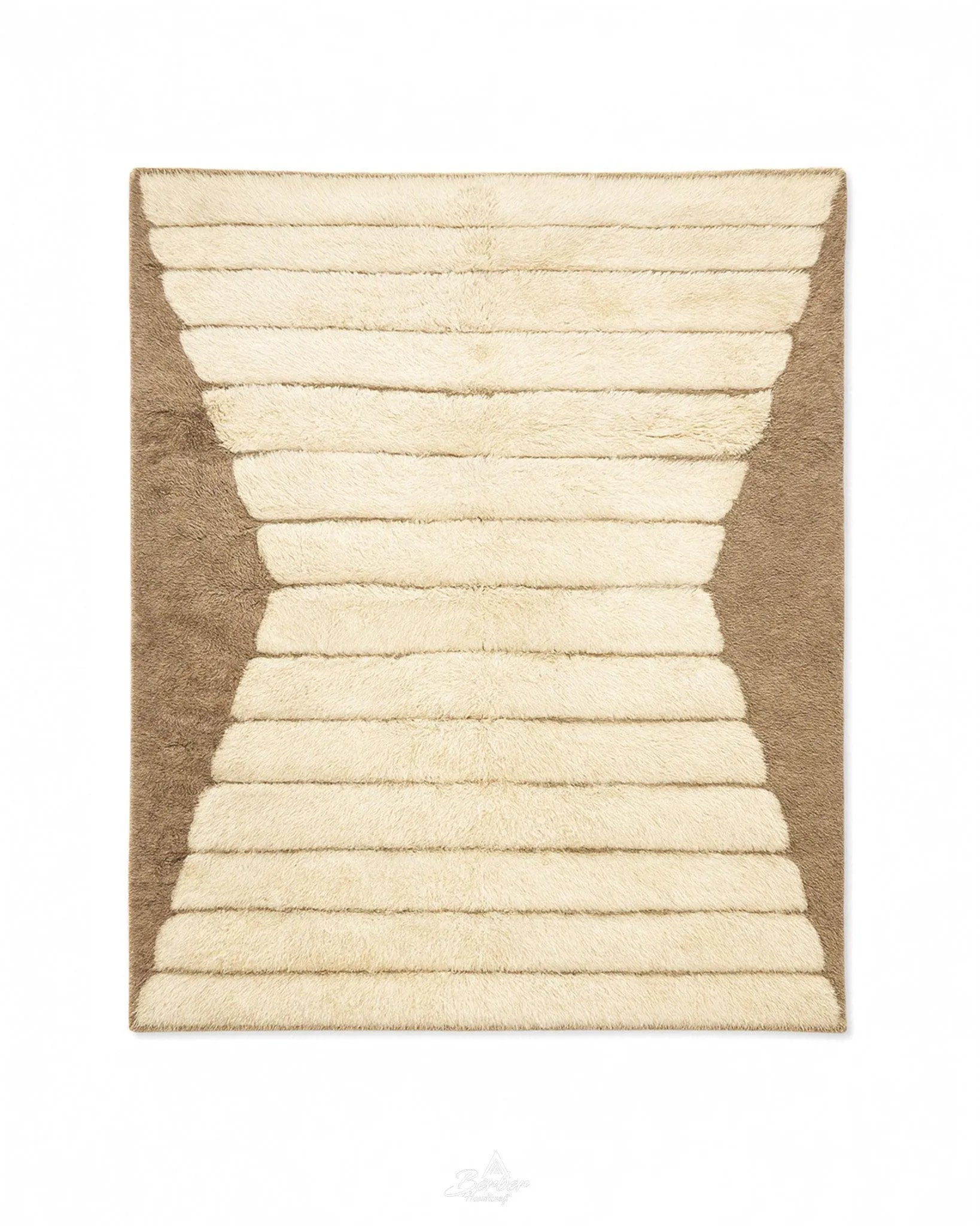 Handmade Beni Ourain Rug 3 X 5 Ft | 90 X 150 Cm / With Tassels / Short (0.4” / 1 cm)