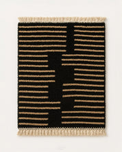 Handmade Black Berber Rug 3 X 5 Ft | 90 X 150 Cm / With Tassels / Short (0.4” / 1 cm)
