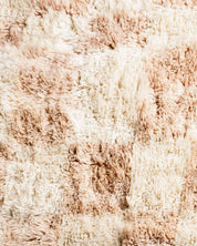 Handmade Peach Checkered Rug 3 X 5 Ft | 90 X 150 Cm / With Tassels / Short (0.4” / 1 cm)
