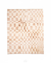 Handmade Peach Checkered Rug 3 X 5 Ft | 90 X 150 Cm / With Tassels / Short (0.4” / 1 cm)