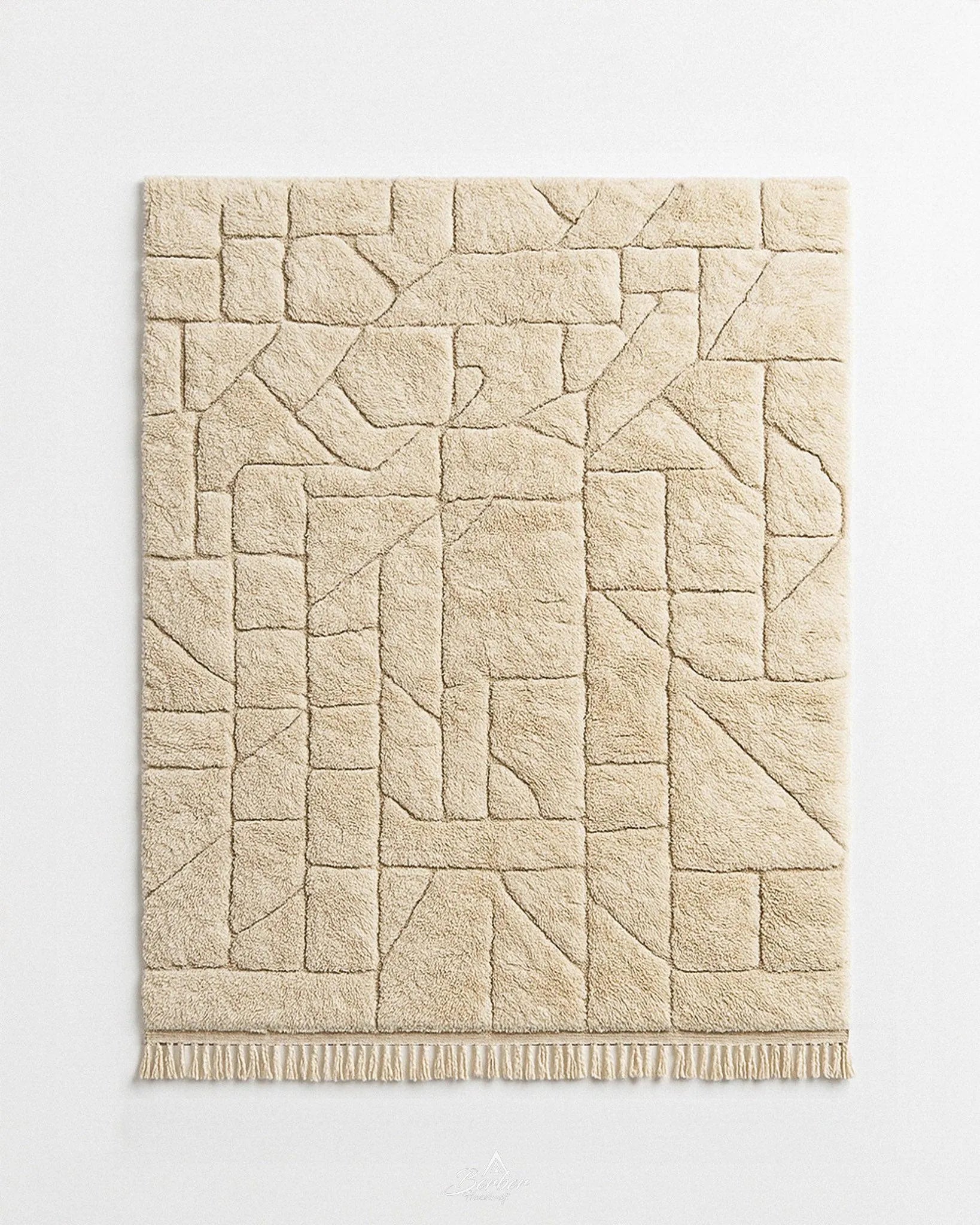 Handmade Traditional Rug 3 X 5 Ft | 90 X 150 Cm / With Tassels / Short (0.4” / 1 cm)