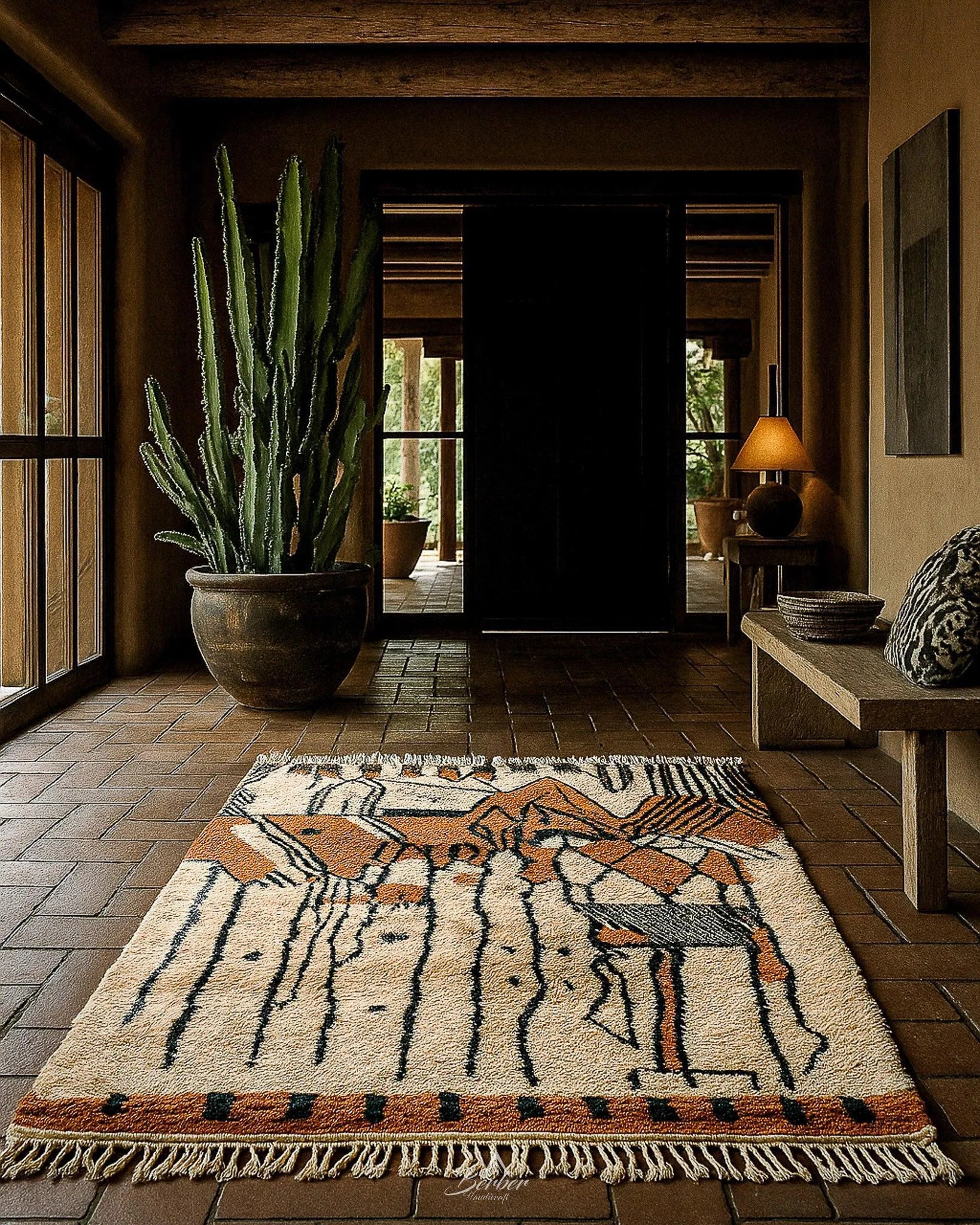 Handwoven Boho Rug 3 X 5 Ft | 90 X 150 Cm / With Tassels / Short (0.4” / 1 cm)