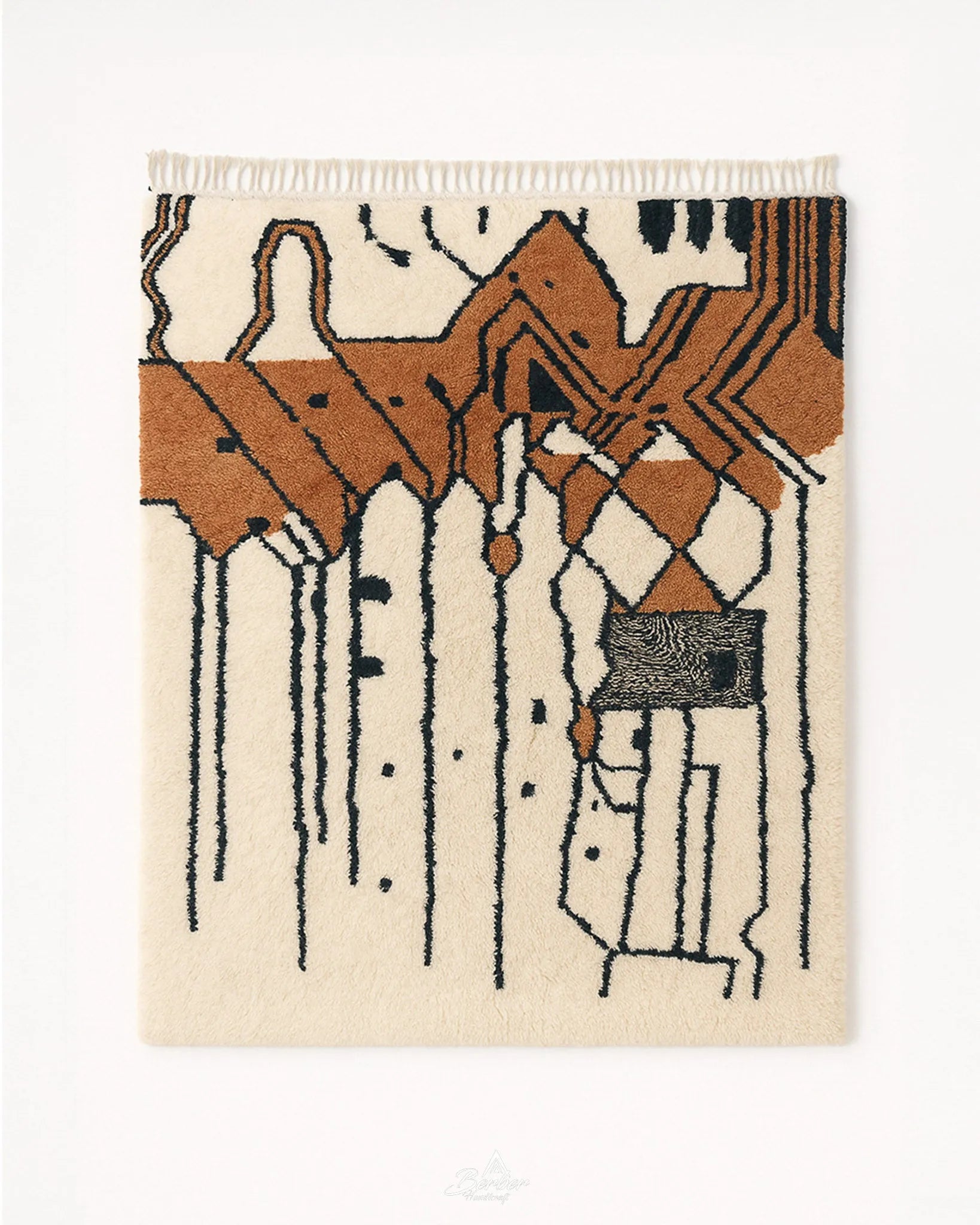 Handwoven Boho Rug 3 X 5 Ft | 90 X 150 Cm / With Tassels / Short (0.4” / 1 cm)