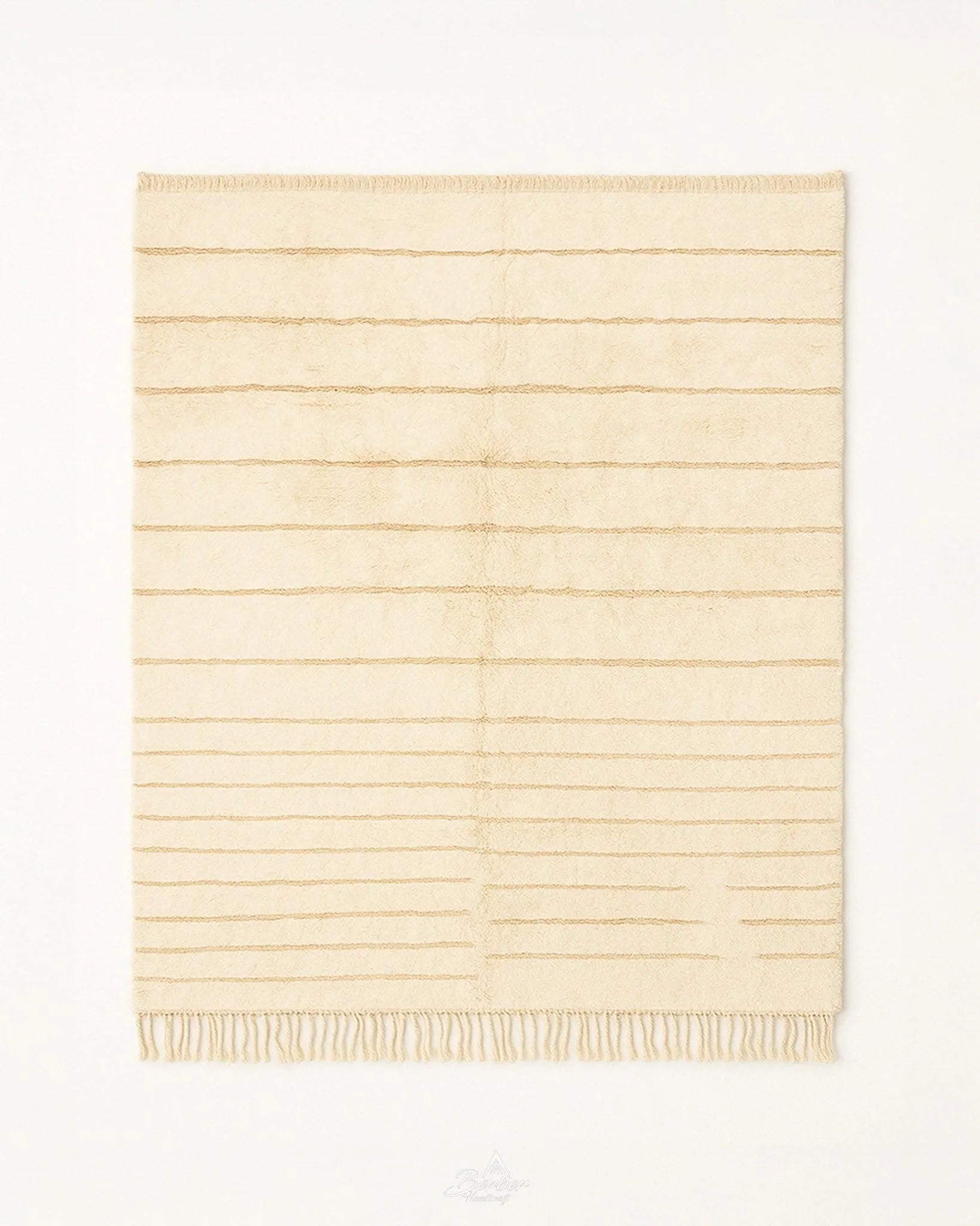 Handwoven Moroccan Rug 3 X 5 Ft | 90 X 150 Cm / With Tassels / Short (0.4” / 1 cm)