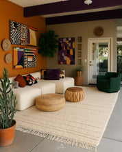 Handwoven Moroccan Rug 3 X 5 Ft | 90 X 150 Cm / With Tassels / Short (0.4” / 1 cm)