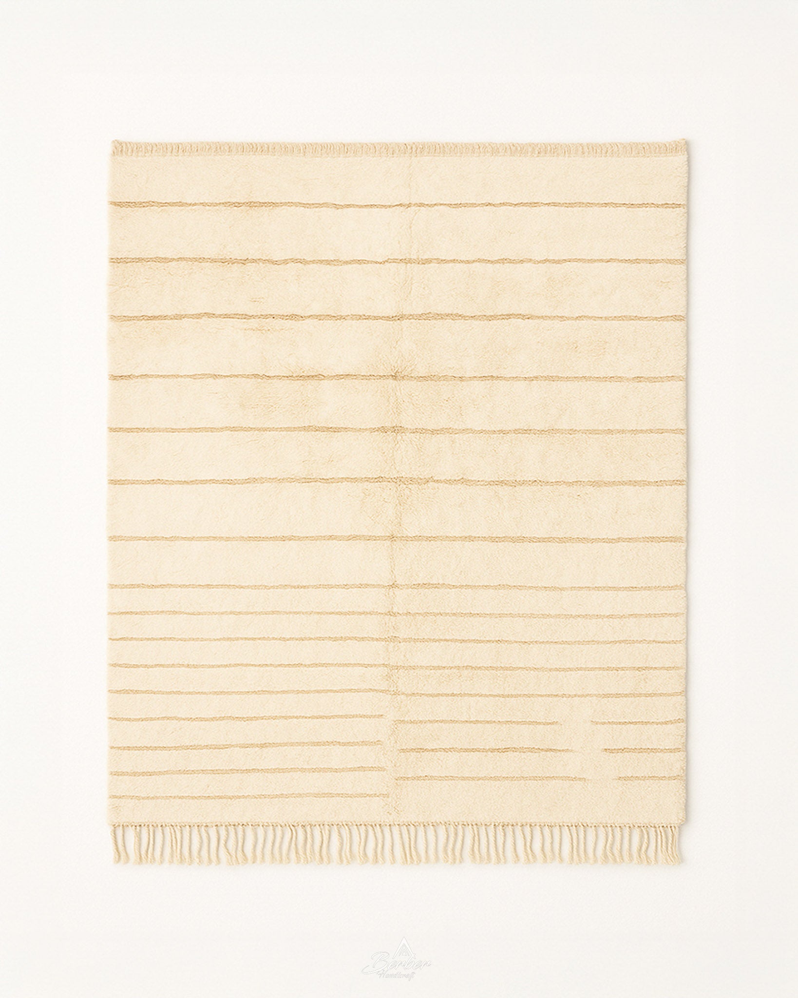 Handwoven Moroccan Rug 3 X 5 Ft | 90 X 150 Cm / With Tassels / Short (0.4” / 1 cm)