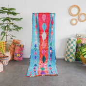 Blue and red runner rug-Berber Handicraft