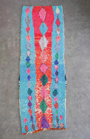 Blue and red runner rug-Berber Handicraft