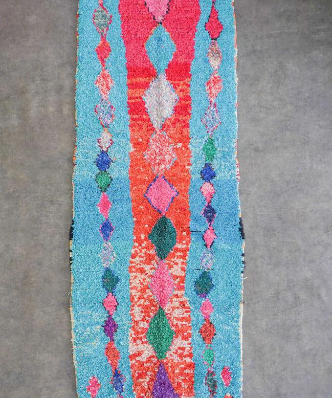 Blue and red runner rug-Berber Handicraft