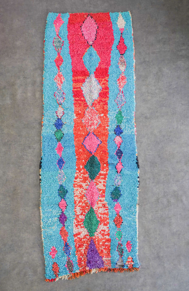 Blue and red runner rug