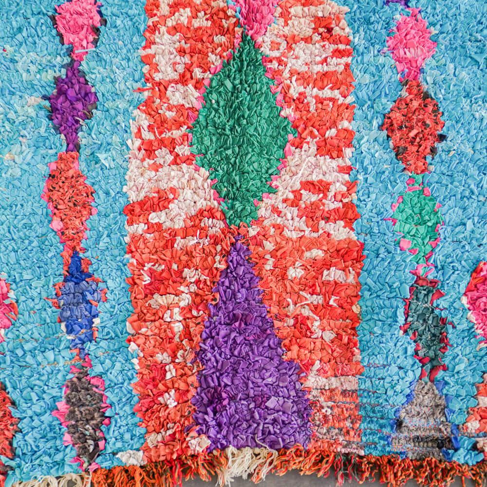 Blue and red runner rug-Berber Handicraft