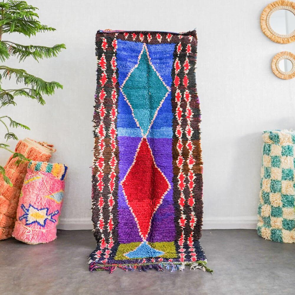 Colorful Boucherouite runner-Berber Handicraft